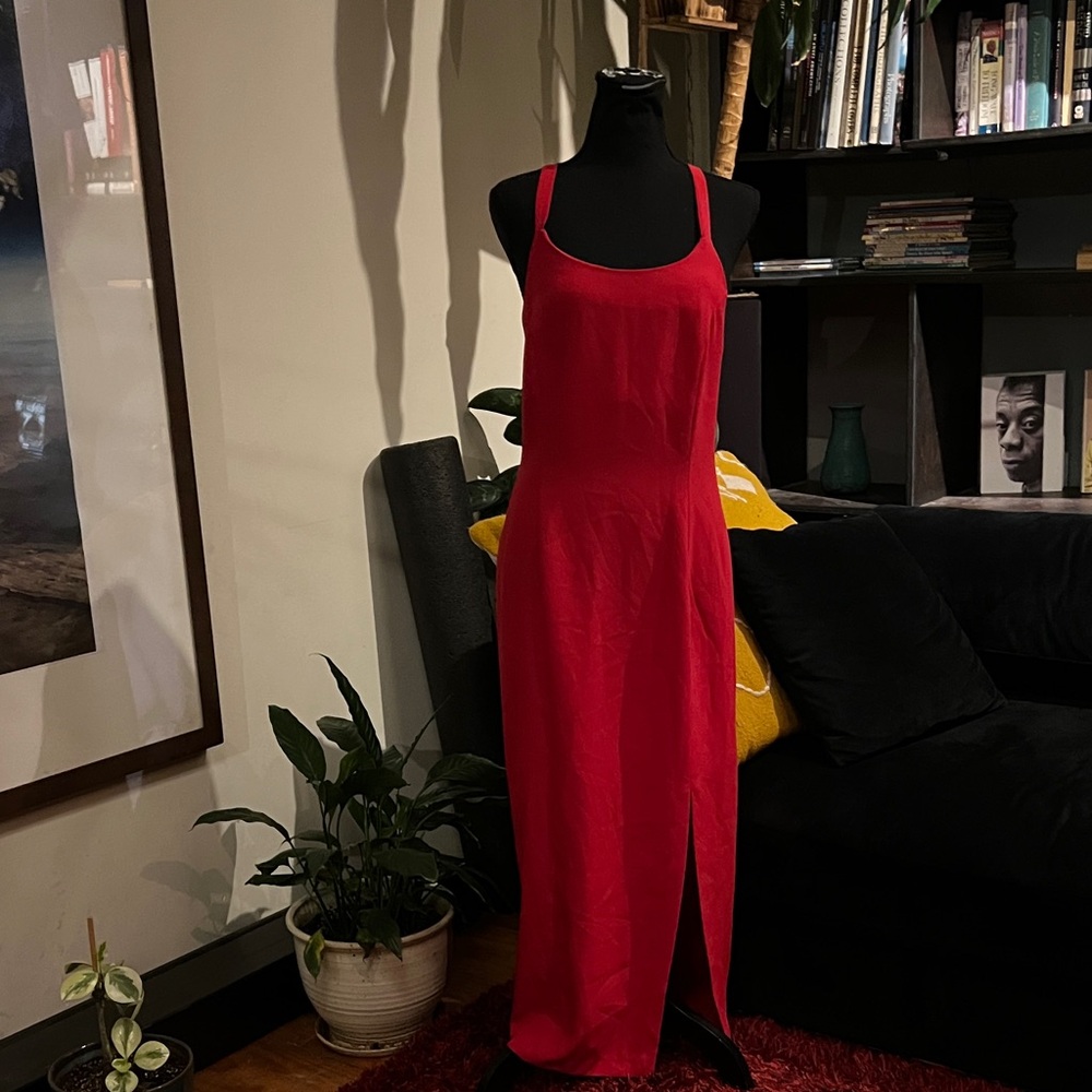 Elegant Vintage Red Sleeveless Dress
